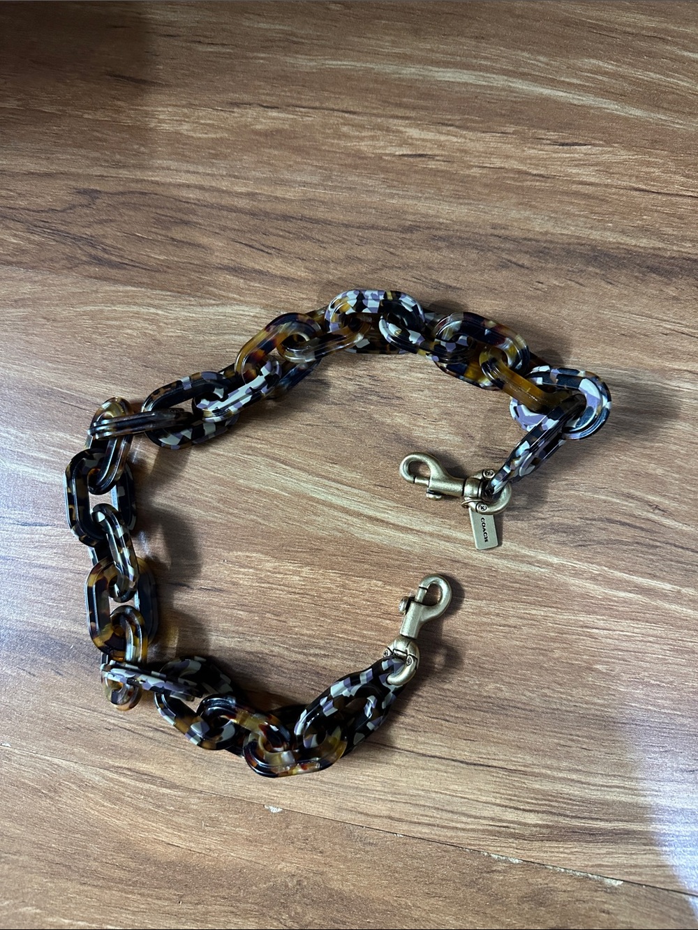 Coach Tortoise-Pattern Acrylic Chain Strap with Gold Hardware - Picture 2 of 3